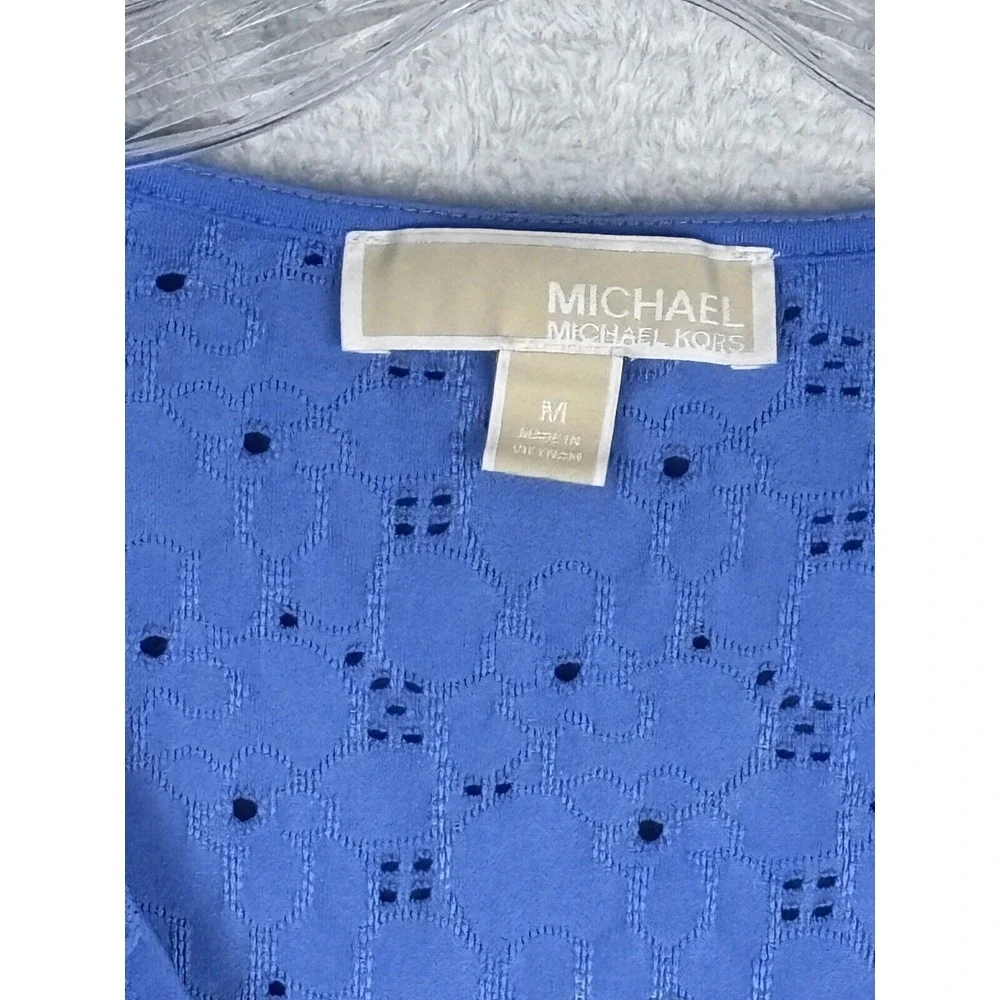 MICHAEL KORS‎ Women's Blue Floral Embroidered V-Neck Top Size M